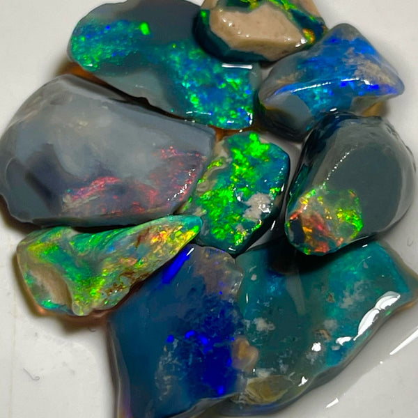 May DEAL Black/Dark opal rubs/rough parcel 31.75cts Lots of gorgeous exposed Multicolours to faces 19x14x3 to 9x8x2mm NEW971