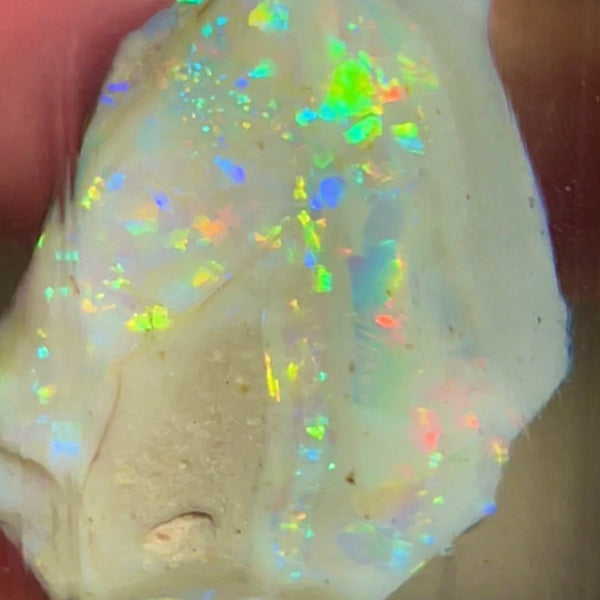 CUTTERS GEM ROUGH Lightning Ridge 47.75cts Bright gorgeous Multicolours to cut & polish 33.00x 18.00x 17.00mm NEW973