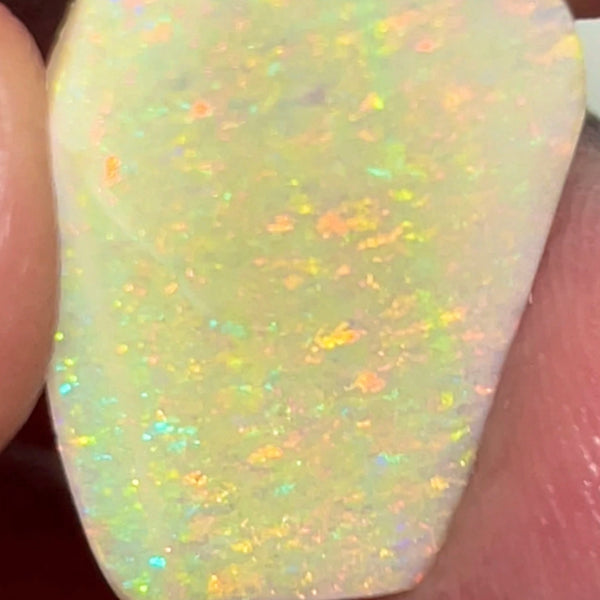 Stunning Big Sized Seam opal rub Lightning Ridge 10.00cts Bright Yellow/Orange dominant fires in Confetti / Floral pattern final shape & Polish to set 25.00x 15.00x 3.00mm NEW963