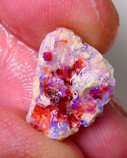 Lightning Ridge Opal Rough Interesting Flat Knobby opal 3.2cts Bright Exotic  Colours 17x13x3mm 0663