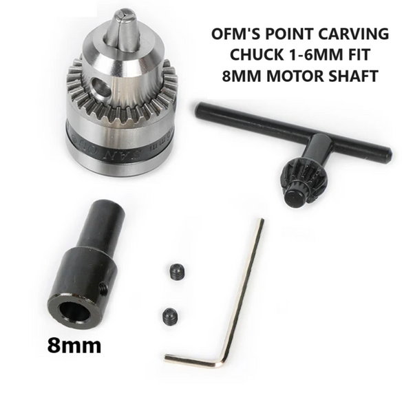 1-6mm Keyed Chuck with motor spindle 8mm hole size fits TM=2 Foredom & JoolTool bench polishers / lathes plus others