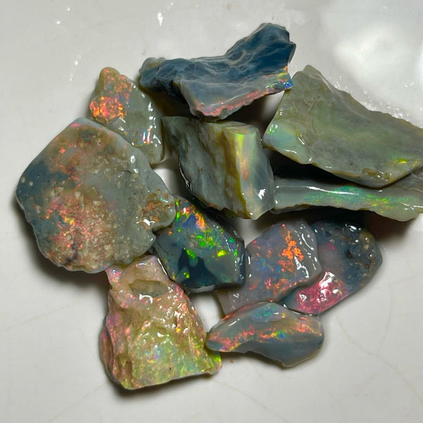 May MEGA DEAL RED ALERT Black & Dark opal rough parcel 49.95cts Bright gorgeous Multicolours to cut & polish ! 18x14x5 to 12x10x2 mm NEW972