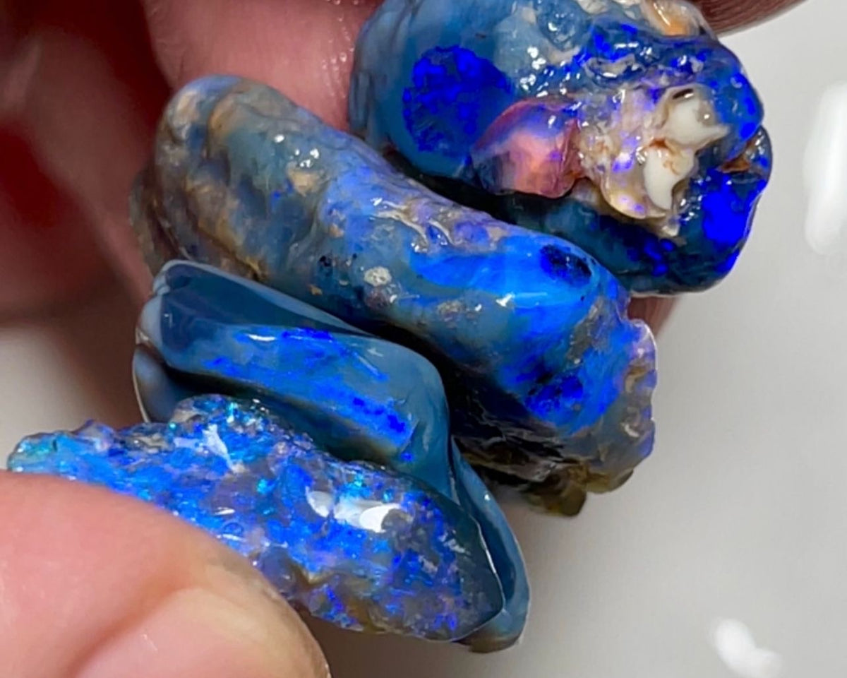 Lightning Ridge opal rough 36.00cts Blues on Black Stack 34x27x7mm x15x7x5mm NSW077