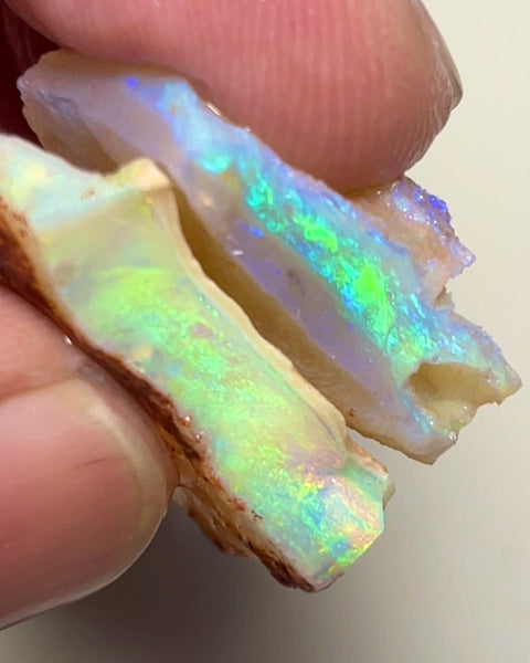 Coober Pedy Gem Seam rough opal Cutters 35.00cts Big Size Gorgeous Bright Multicolour bars  25x20x5 & 25x15x6 mm NSW088