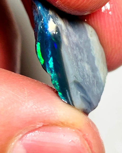 OPAL MONTH SPECIAL Lightning Ridge Rough Opal Black Seam 7.4cts Cutters Candy Exotic High Grade Super Bright Multifires 18x13x5mm WSZ89