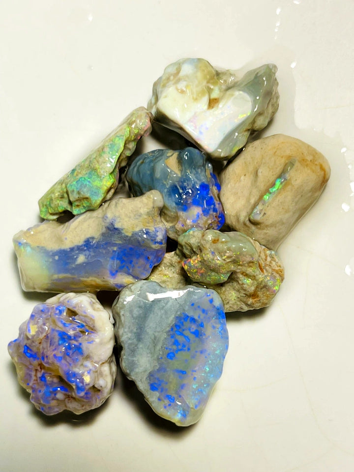 Lightning Ridge Rough Dark & Crystal Knobby & Seam Formation Opal Parcel 88cts Lots of Potential & Cutters Lots Bright colours & bars 20x15x10mm to 15x13x8mm WAC25