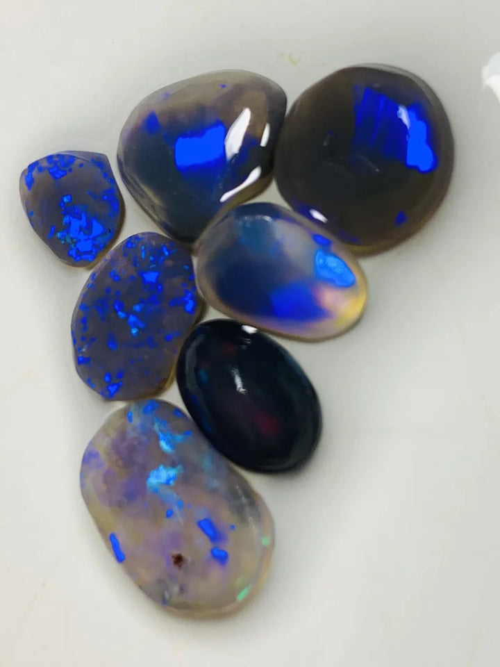 Lightning Ridge Knobby Opal Rough/Rub/Preforms Parcel Black, Semi Black & Crystal From the Miners Bench® 14cts Gem Bright fires 13x9x3mm to 7x5x2mm WSX25