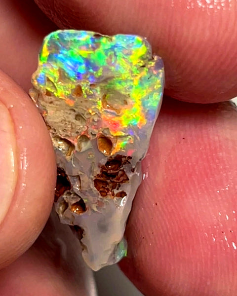 Lightning Ridge Opal Dark Base Seam Rough Rub 4.95cts Super Vibrant & Bright Multifires 24x12x3mm WAE51