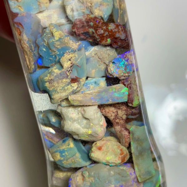 Lightning Ridge colourful knobby material to gamble 230cts 30x8x7 to 6x4x2mm NEW21