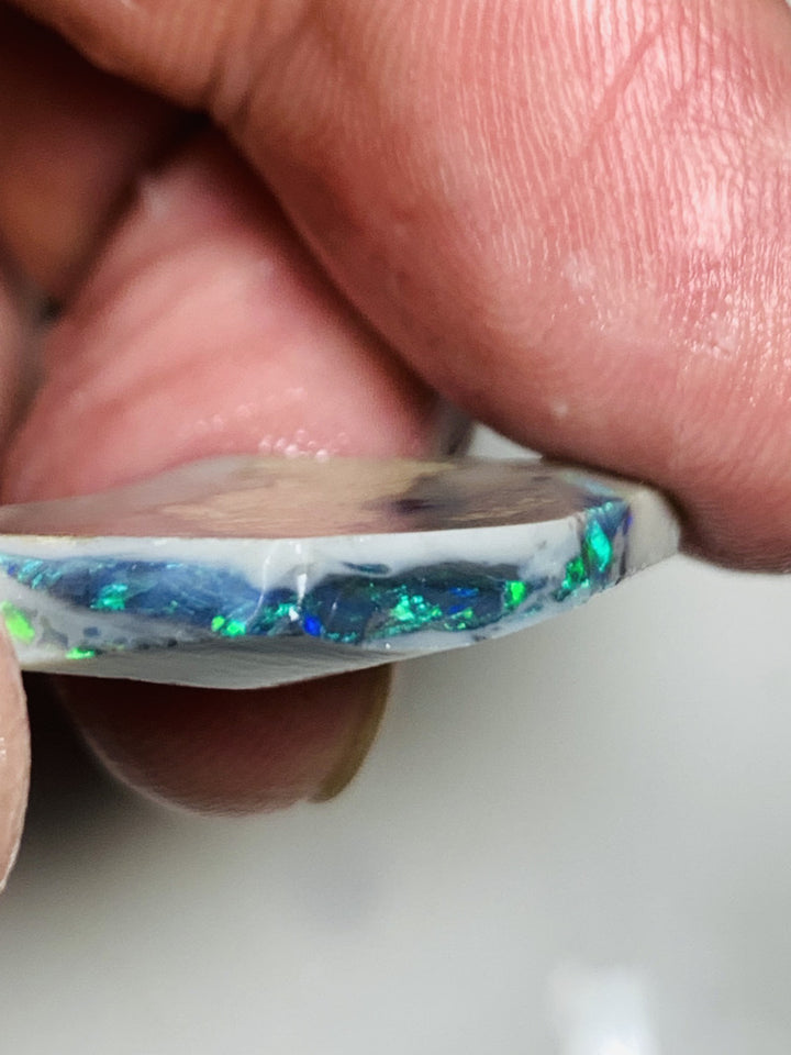 Lightning Ridge Rough Opal Black Seam 19.4cts High Grade Exotic MULTIFIRES in bar 22x20x4mm WSU54