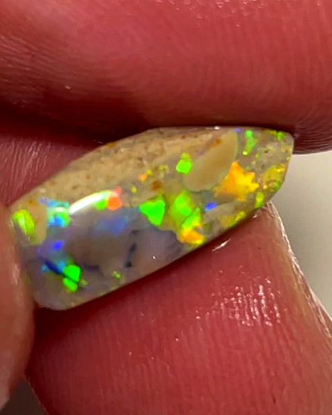 Lightning Ridge Opal Dark Base Crystal Knobby Rough Rub 3.00cts Super Vibrant & Bright Multifires  17x6x3 mm WAE53