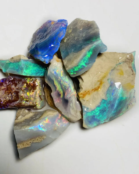 Lightning Ridge Rough Opal Parcel 38cts Semi Black & Crystal High Grade Very Bright Lovely colourful material for cutters 18x14x7mm to 13x8x3mm WSX17