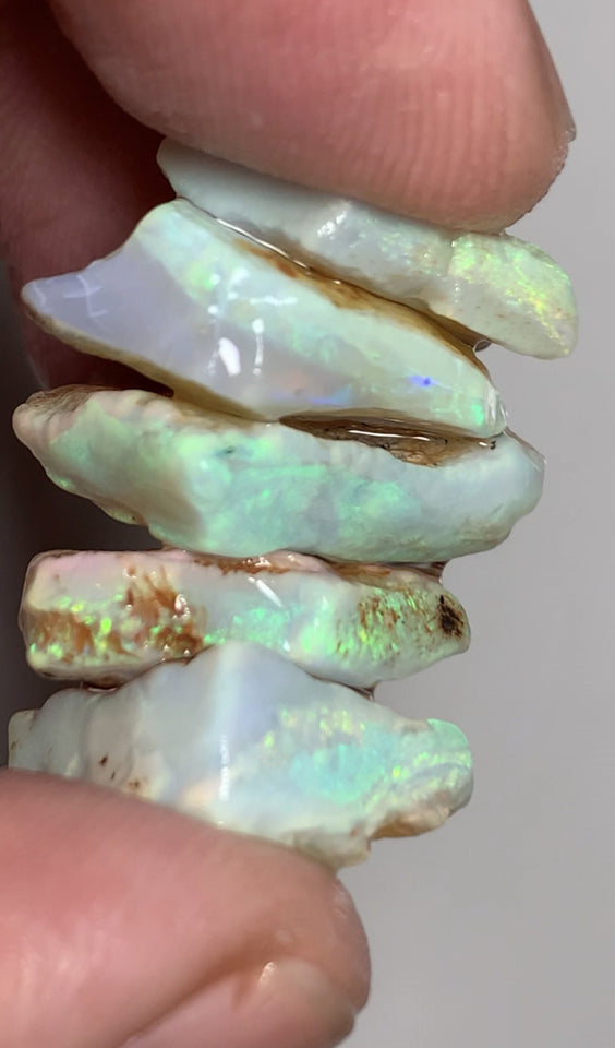 Lightning Ridge Rough Opal Semi Black 51cts Cutters Candy® Material Seam Stack High Grade Stunning Bright Multifires in stunning bars 18x15x5mm to 20x13x4mm WSU40