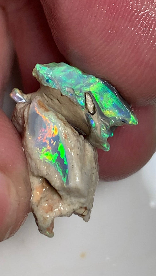 Lightning Ridge Rough Opal Crystal 15cts Cutters Candy Exotic Untouched Seam pair Gem Grade Vivid & Bright fires in stunning bars 18x15x10mm & 15x14x5mm WSR64