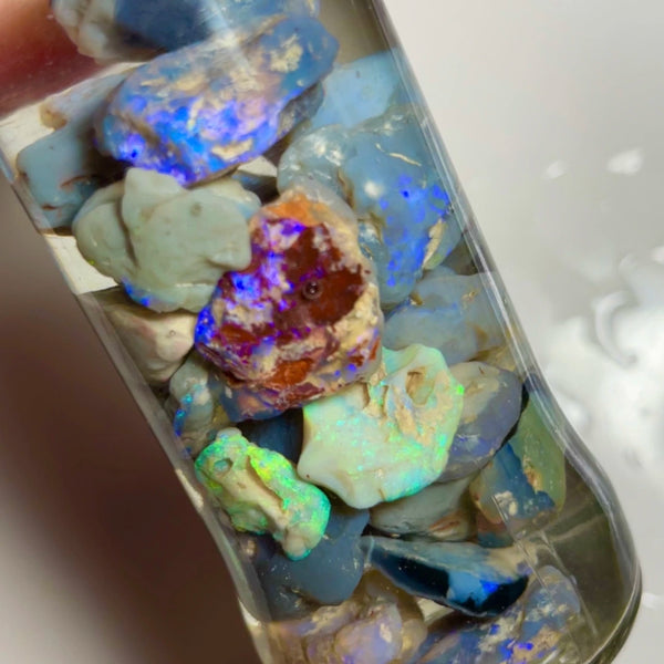 Lightning Ridge Good Sized Knobby opal rough 270.00cts Lots of Bright Multicolours sold as gamble 25x17x6 to 10x9x4mm NSW098 (jar not included)