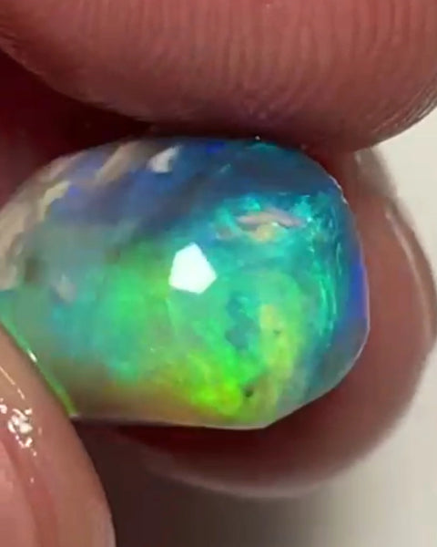 Gorgeous Bright Green dominant Multifires on this Pea knobby 8.75cts rub from Lighting Ridge  Finish high dome ring stone 13x9x8mm NSW187