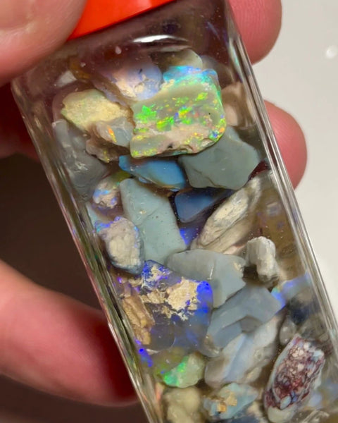 Lightning Ridge Rough Mixed Opal Parcel 135cts Lots of Potential Lots Bright Multi colours & bars 21x12x5mm to 12x9x7mm NSA023