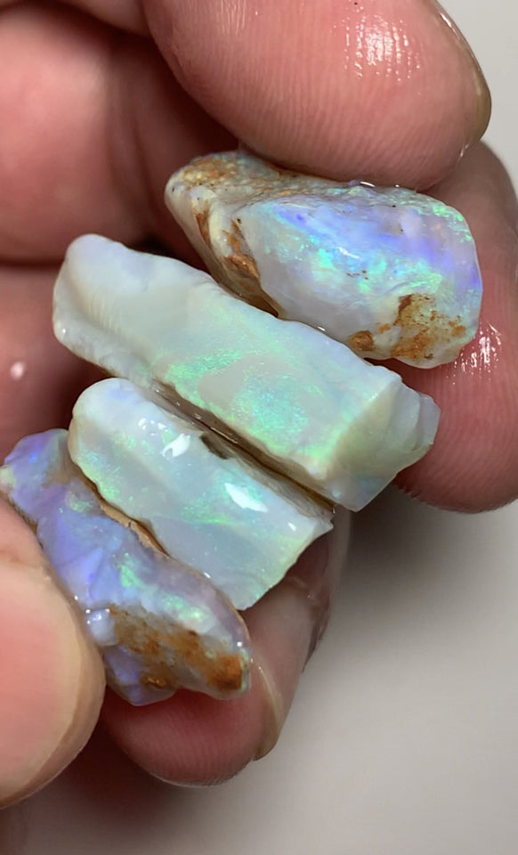 Lightning Ridge Rough Opal Thick Seams Stack cutters 80cts Select Material Lots Bright Multifires in nice thick bars 25x20x7mm to 20x15x6mm WST69