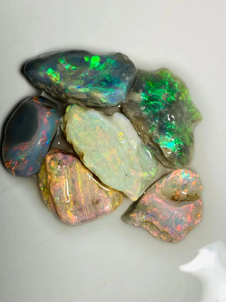 Lightning Ridge Rough Opal Parcel 20cts Dark & Crystal High Grade Super Bright Pink dominant Multifires to Carve 16x11x5mm to 12x8x4mm WSY82