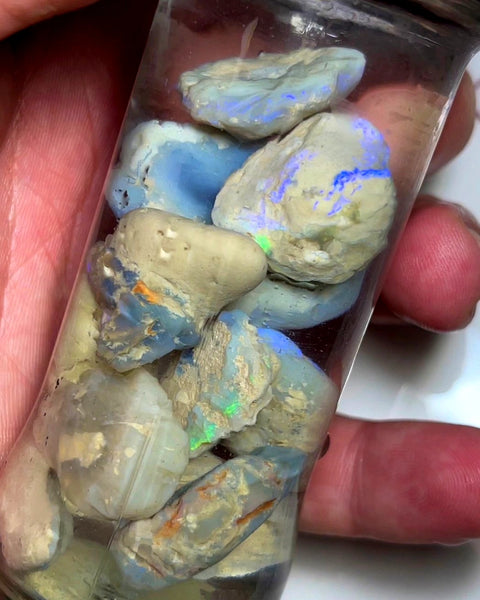 Lightning Ridge Rough Dark & Crystal Bright Opal Parcel 225cts Knobby Lots of Potential & Cutters bright Multi colours & bars 24x18x12mm to 21x16x4mm WAD5