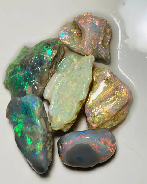 Lightning Ridge Rough Opal Parcel 20cts Dark & Crystal High Grade Super Bright Pink dominant Multifires to Carve 16x11x5mm to 12x8x4mm WSY82