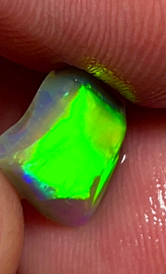 Lightning Ridge Small Opal Rough/Rub Dark Base Gem Grade From the Miners Bench® 1.65cts Satruation of Vibrant Vivid Yellow/Green dominant Electric fires 9x7x5mm WAD20