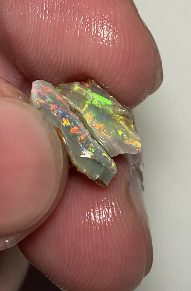 Lightning Ridge Rough Opal 3.5cts Small Pair Stunning Dark Crystal Base Cutters Candy® GEM Grade Bright Multifires 14x7x3mm & 12x5x5mm WAC52