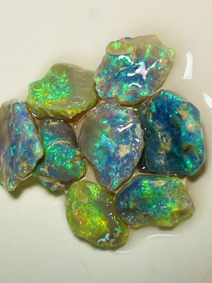 Lightning Ridge Rough Cutters Candy®  Dark & Crystal knobby Opal parcel 23cts Stunning Gorgeous Bright Multifires & bars 16x12x4mm to 12x7x2mm MFB01