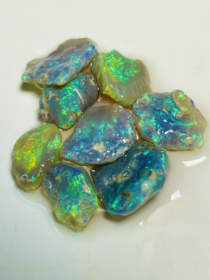Lightning Ridge Rough Cutters Candy®  Dark & Crystal knobby Opal parcel 23cts Stunning Gorgeous Bright Multifires & bars 16x12x4mm to 12x7x2mm MFB01