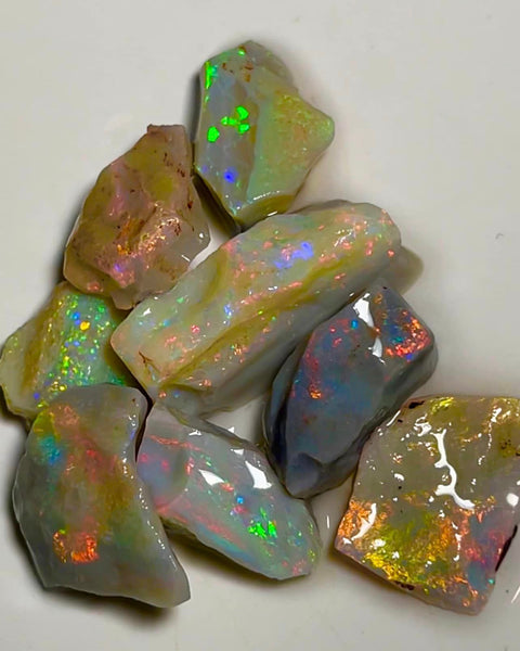 Lightning Ridge Rough Opal Parcel 65cts Select Dark base loaded bright Multicolours material to cut 25x10x7mm to 14x12x4mm MFB04