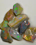 Lightning Ridge Rough Opal Parcel 65cts Select Dark base loaded bright Multicolours material to cut 25x10x7mm to 14x12x4mm MFB04