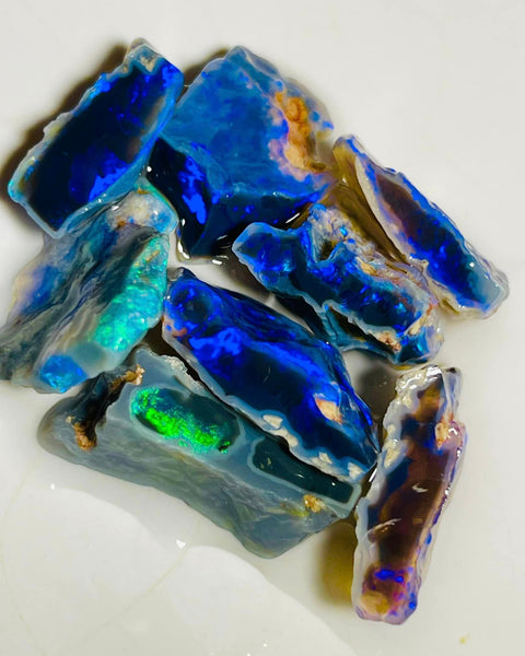 Lightning Ridge Rough Opal Parcel 47cts Cutters Select Black bright & colourful material to cut 20x8x7mm to 15x9x6mm MFB05