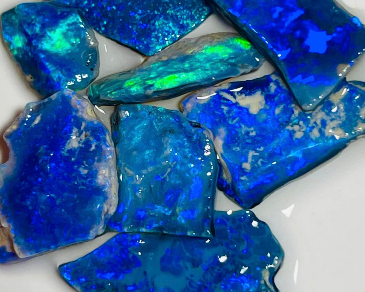 Mulga® Blues on Black Seam opal 15.75cts Gem Qualify rough for cutters 18x8x3mm to 10x7x2mm MFB22