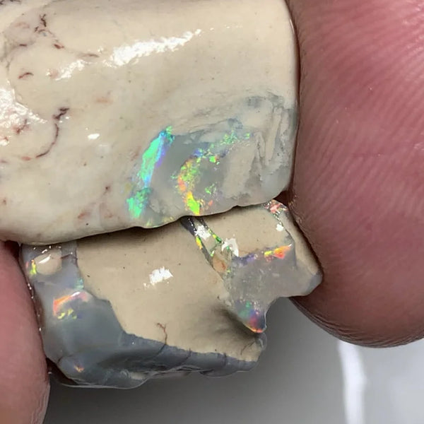 OPAL MONTH SPECIAL Mulga® Dark / Crystal  Rough Seam Opal formations Pair 34cts Nice fires clay/sand host 22x10x10mm & 16x10x8mm  WSZ02