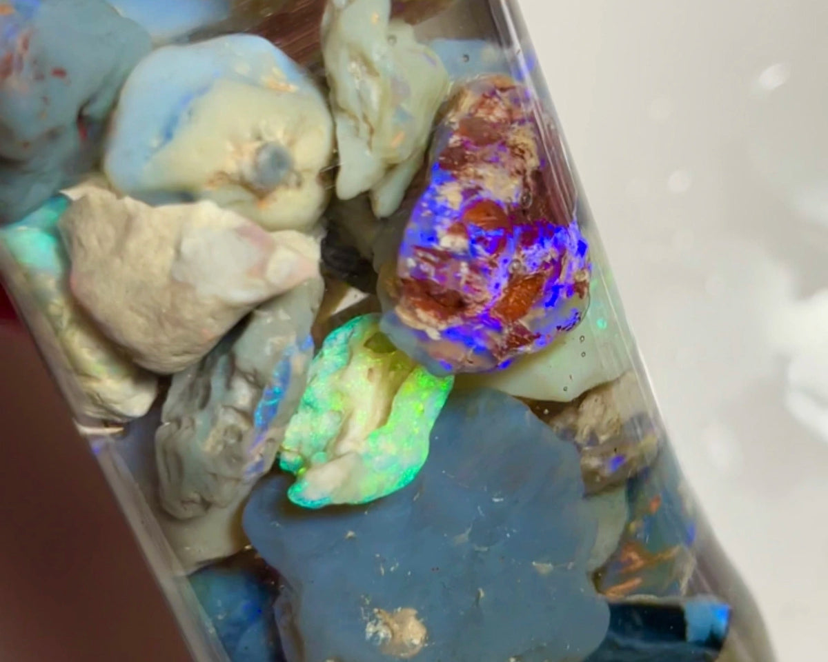 Lightning Ridge Good Sized Knobby opal rough 270.00cts Lots of Bright Multicolours sold as gamble 25x17x6 to 10x9x4mm NSW098 (jar not included)