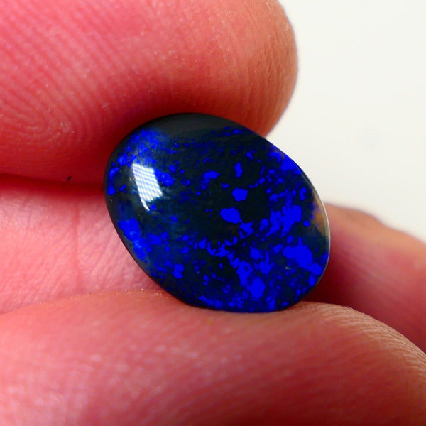 Lightning Ridge Black Crystal Opal Gemstone 2.00cts Gem Grade Mulga® N1 JET Black Body Tone B3 Brightness Stunning Very Bright Royal Blues 12x10x2.5mm UK05