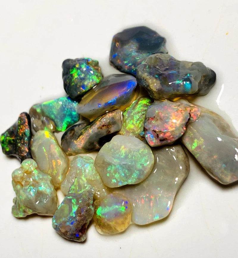 Lightning Ridge Rough Opal Parcel 28cts Cutters Select Bright Stunning colourful material to cut 14x12x3mm to 7x6x2mmmm WAA75