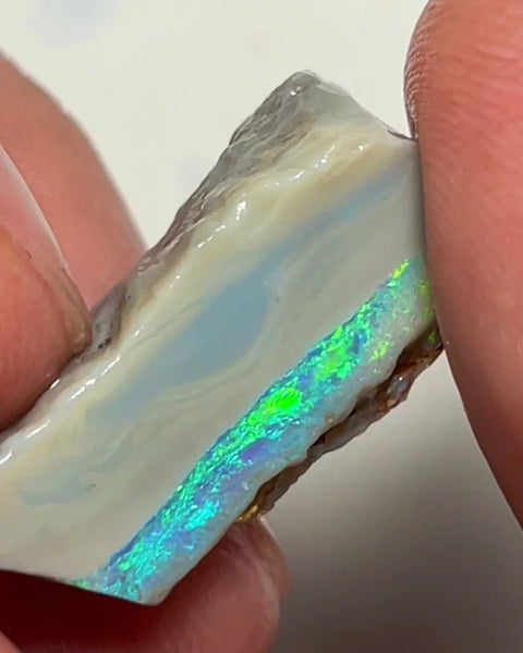 XMAS THANK U AUCITON12 L/Ridge 16.75cts Rough Opal Dark Seam to cut gorgeous Multifires 27x10x9 mm SKU#3731