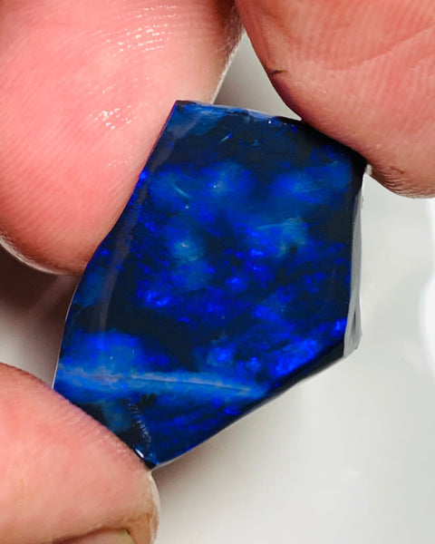 Lightning Ridge Rough / Rub N1 Black opal Miners Bench® 34cts Huge Clean Bright Gorgeous Blues 27x18x11mm WSV16