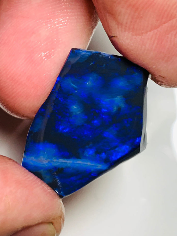 Lightning Ridge Rough / Rub N1 Black opal Miners Bench® 34cts Huge Clean Bright Gorgeous Blues 27x18x11mm WSV16