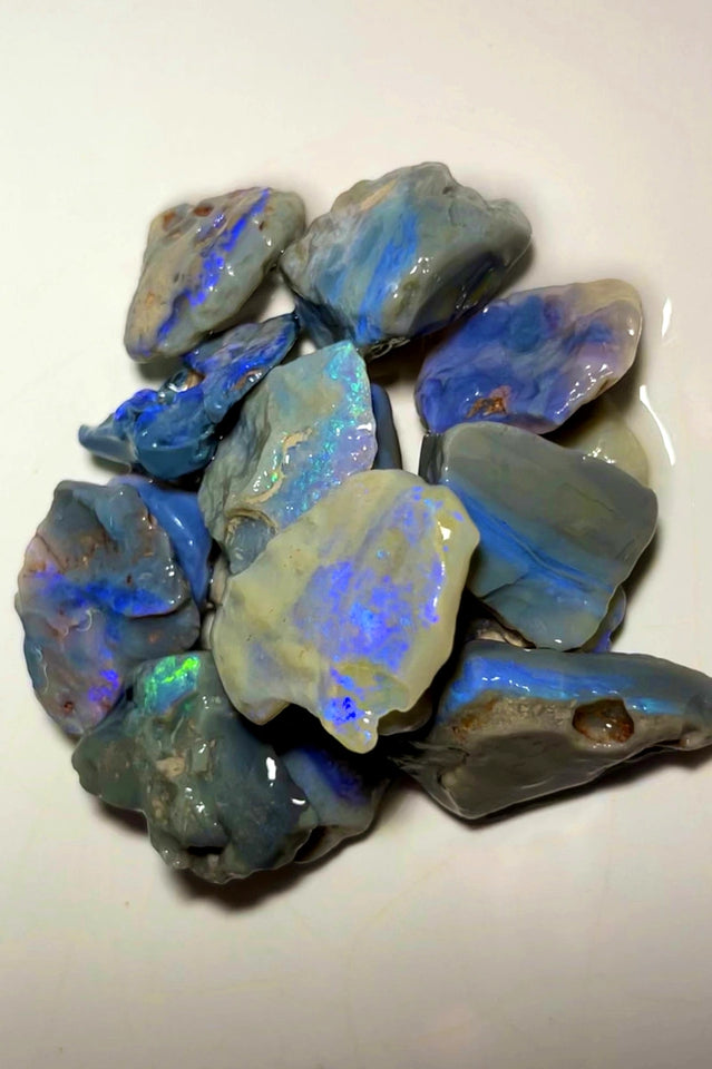 Lightning Ridge Rough Big Thick  Dark Seams Opal Parcel 185cts Lots of Potential & Cutters Lots Bright colours & bars 30x25x6mm to 20x14x5mm WAB39