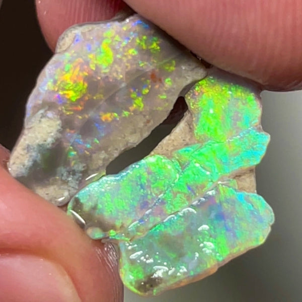 Mintabie Opal Dark Base Crystal Seam Rough 12.75cts Super Bright gorgeous Multifires 17x8x8mm to 17x10x3mm  RL014