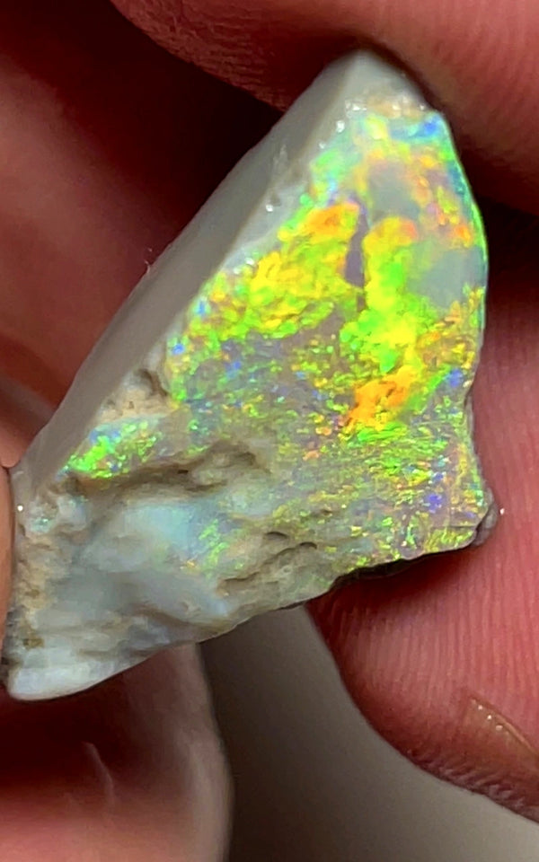 Lightning Ridge Rough / Rub Dark base Seam opal 11cts  Vibrant Bright Gorgeous Array of Multifires 25x14x6mm WAE5