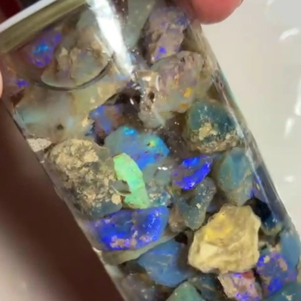 Lightning Ridge Knobby Fossil Seam & Chip mix 325.00cts Lots of Colours to go at :) 22x14x7mm to 8x5x2mm Sold as Gamble NSW195