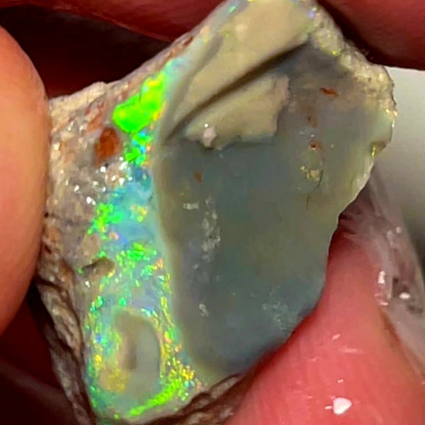 Lightning Ridge Rough Opal Dark Base Untouched Seam 13.5cts High Grade Bright Multifires in stunning bar 29x14x8mm WAC08