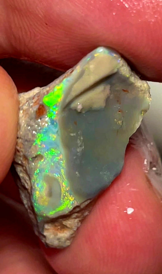 Lightning Ridge Rough Opal Dark Base Untouched Seam 13.5cts High Grade Bright Multifires in stunning bar 29x14x8mm WAC08