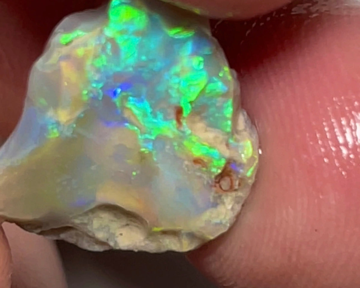 Lightning Ridge 6cts Untouched  Dark base Crystal knobby Opal rough to cut/carve Bright Multicolours 18x14x3mm 1335