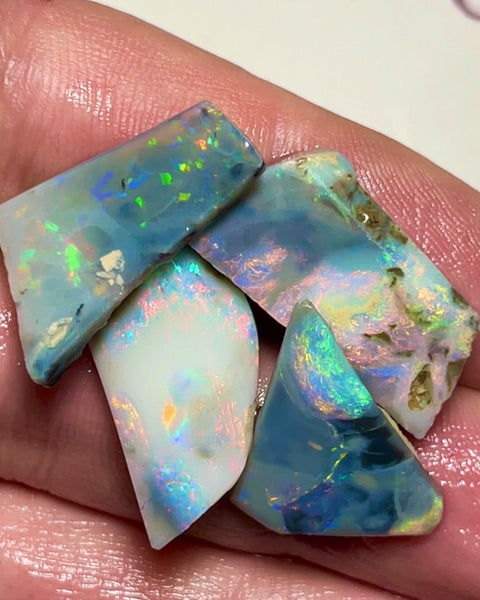 Lightning Ridge Seam opal rub/rough parcel 34.75cts Gorgeous exposed faces with Red/Pink dominant Multifires to Polish & Set 25x11x5mm to 20x14x2mm NEW968