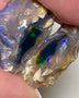 Lightning Ridge knobby opal rough 15.75cts Sun flashes of Multifires sat on black center 20x12x7 & 15x5x4mm NSW090