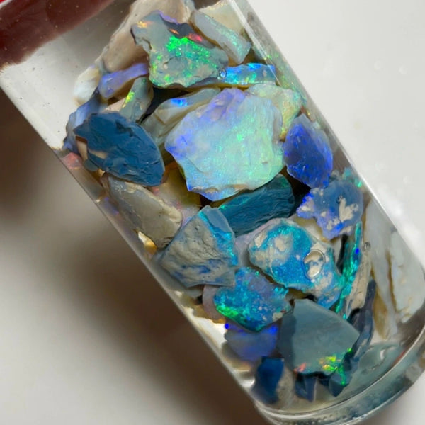 Lightning Ridge Dark Seam opal rough 115cts Lots Colours to Cut 16x14x3 to 7x4x2mm  NSW094 (jar not included)